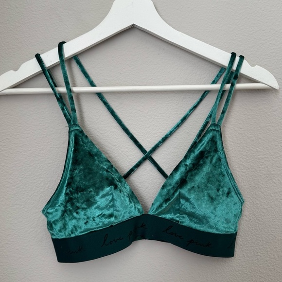 Victoria’s Secret love PINK crushed velvet triangle strappy bralette size XS - Picture 2 of 13